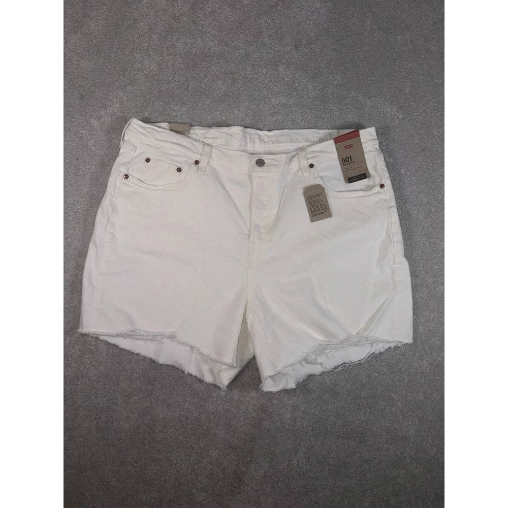 levis 501 shorts white‎ button fly nwt 18w